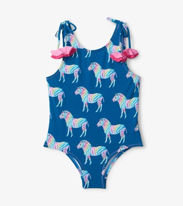 Hatley Rainbow Zebra Shoulder Bow Swimsuit