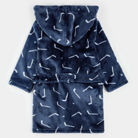Petit Lem Hockey Sticks Print Plush Robe