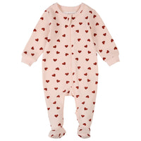 Petit Lem Pink Heart Peony Waffle Sleeper