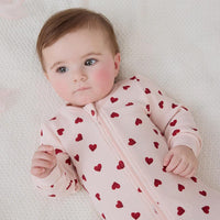 Petit Lem Pink Heart Peony Waffle Sleeper