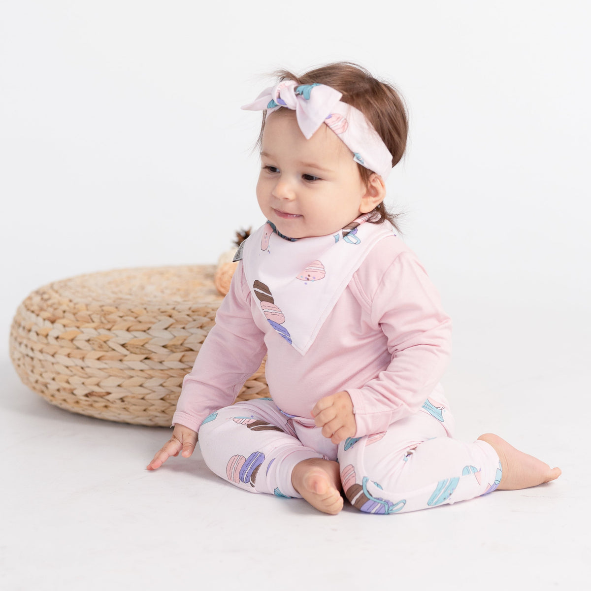 Silkberry Bamboo Headbands 2 packs (Macaron Party Print/Coral Blush)