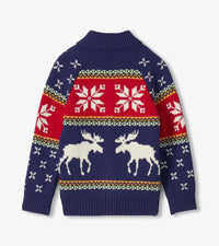 Hatley Holiday Moose Shawl Collar Cardigan