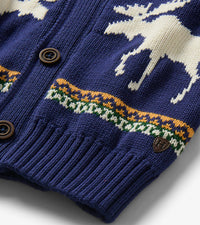 Hatley Holiday Moose Shawl Collar Cardigan