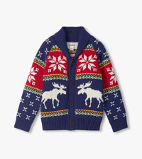 Hatley Holiday Moose Shawl Collar Cardigan