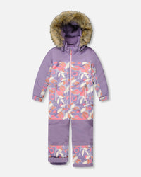 One-Piece Discover Snowsuit Lilac Retro Flower Print
