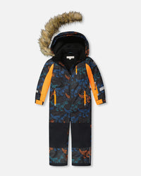 One-Piece Play Snowsuit Robot Dinosaur Print