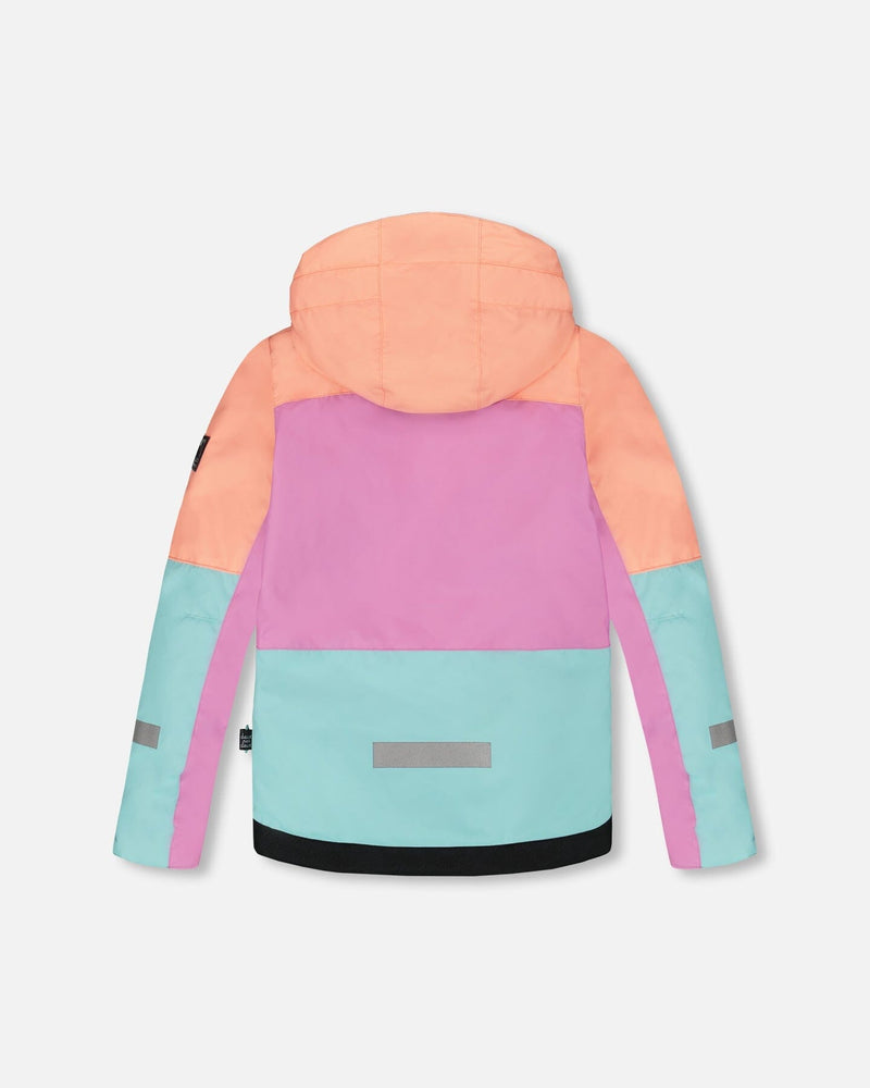 Two-Piece Teknik Snowsuit With Colorblocked Jacket Pink Watercolor Flower Print