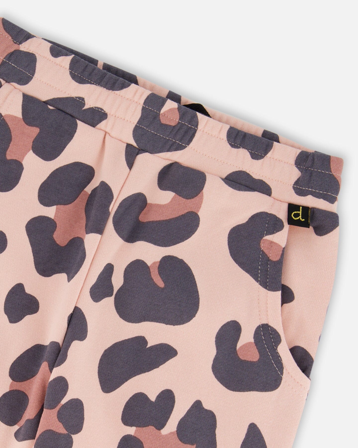 French Terry Wide Leg Sweatpants Pink Leopard