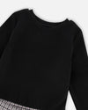 Bi-Material Dress Black And Houndstooth