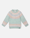 Sweater With Norwegian Jacquard Turquoise Blue