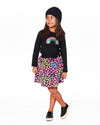 Organic Cotton Long Sleeve T-Shirt Black With Sequin Rainbow