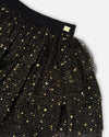 Multi Layer Glittering Mesh Skirt Black