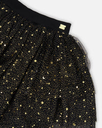Multi Layer Glittering Mesh Skirt Black
