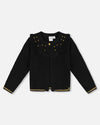Knitted Cardigan With Rhinestones Black