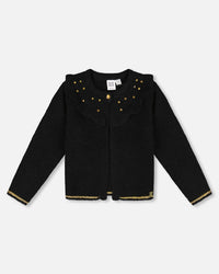 Knitted Cardigan With Rhinestones Black