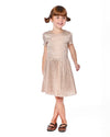 Short Sleeve Dress With Pleated Skirt Light Caramel