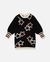 Long Sleeve Knit Dress Black With Stars