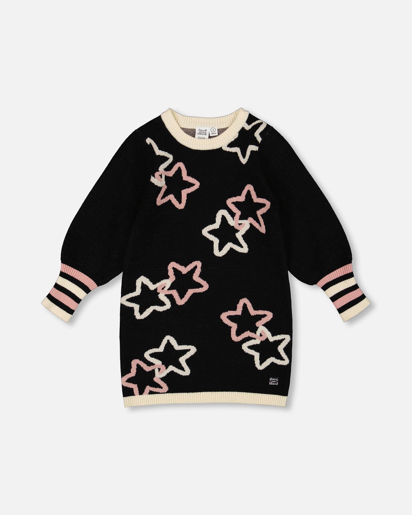 Long Sleeve Knit Dress Black With Stars