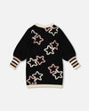 Long Sleeve Knit Dress Black With Stars