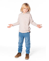 Long Sleeve Super Soft Brushed Jersey Hooded Tee Heather Beige