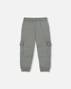 Fleece Sweatpants With Cargo Pockets Gray Green