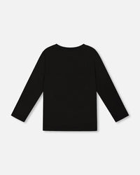 Long Sleeve Cotton Jersey Tee Shirt Black
