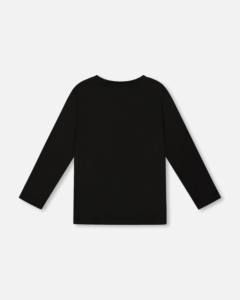 Long Sleeve Cotton Jersey Tee Shirt Black
