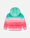 Quilted Mid-Season Jacket Green And Pink Gradient