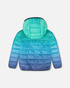 Quilted Mid-Season Jacket Green And Blue Gradient