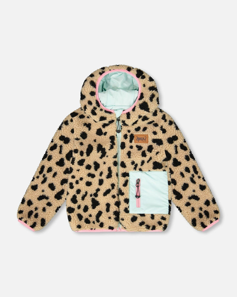 Reversible Mid-Season Sherpa Jacket Leopard