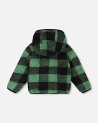 Reversible Mid-Season Sherpa Jacket Teal Plaid