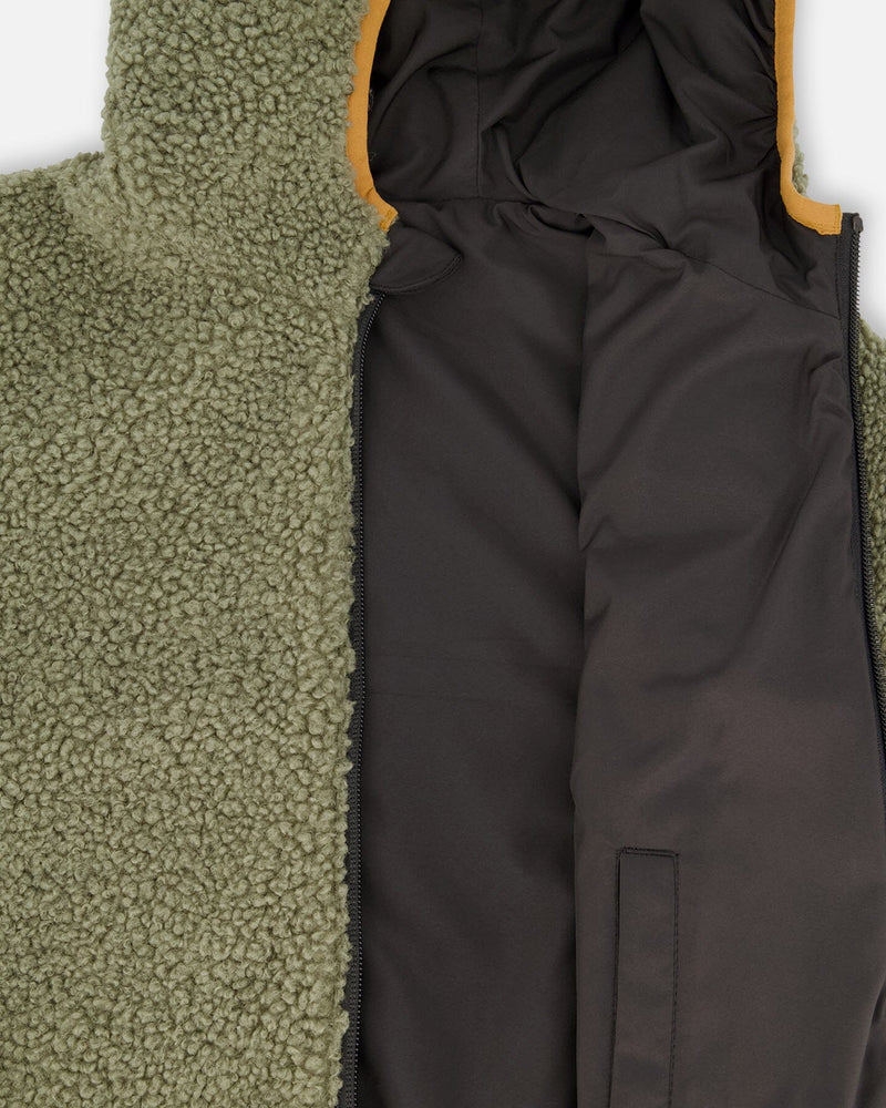 Reversible Mid-Season Sherpa Jacket Khaki