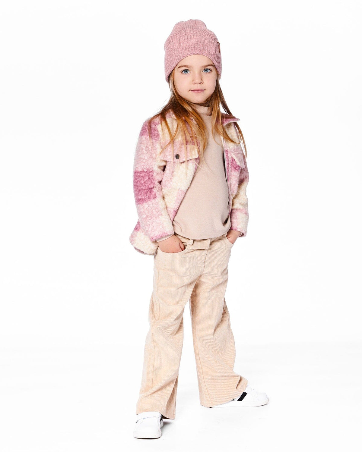 Zipped Plaid Overshirt Off-White And Pink