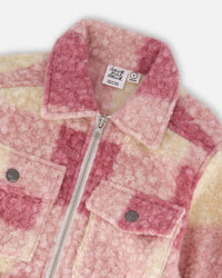 Zipped Plaid Overshirt Off-White And Pink