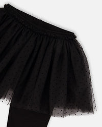 Leggings With Tulle Skirt Black