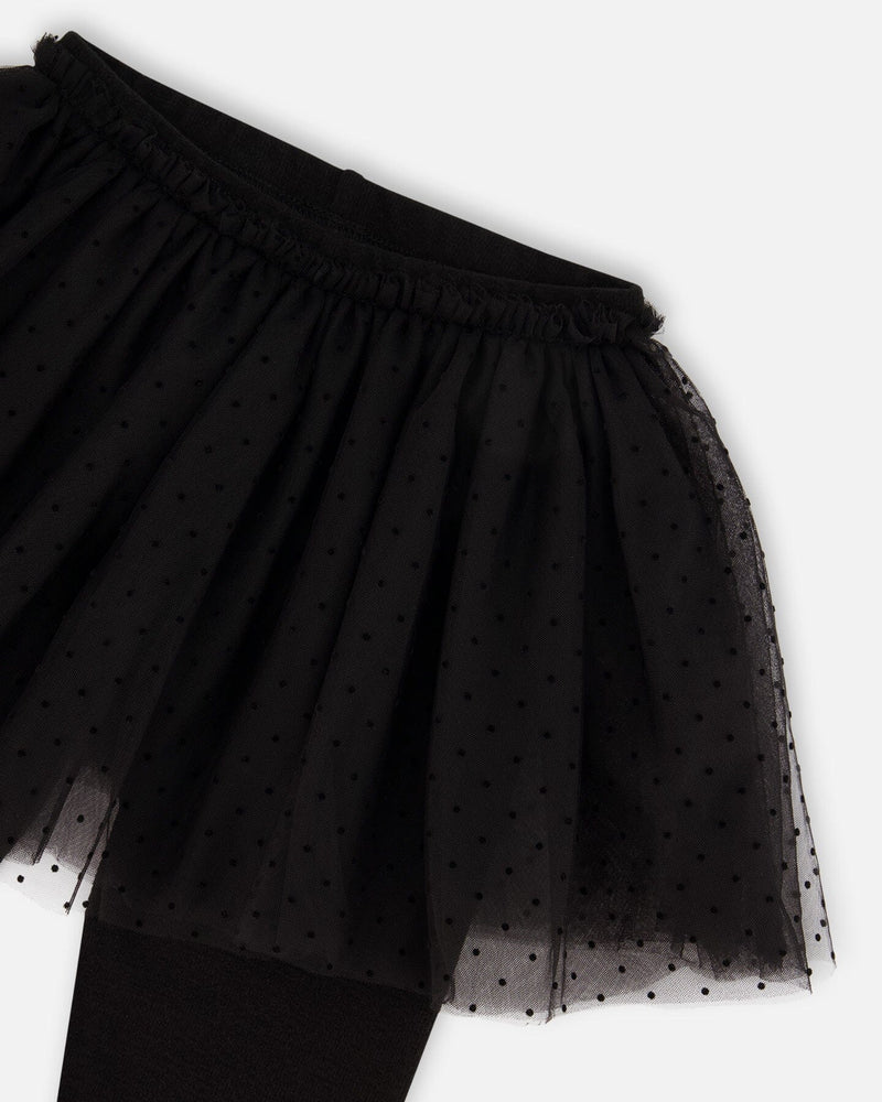 Leggings With Tulle Skirt Black