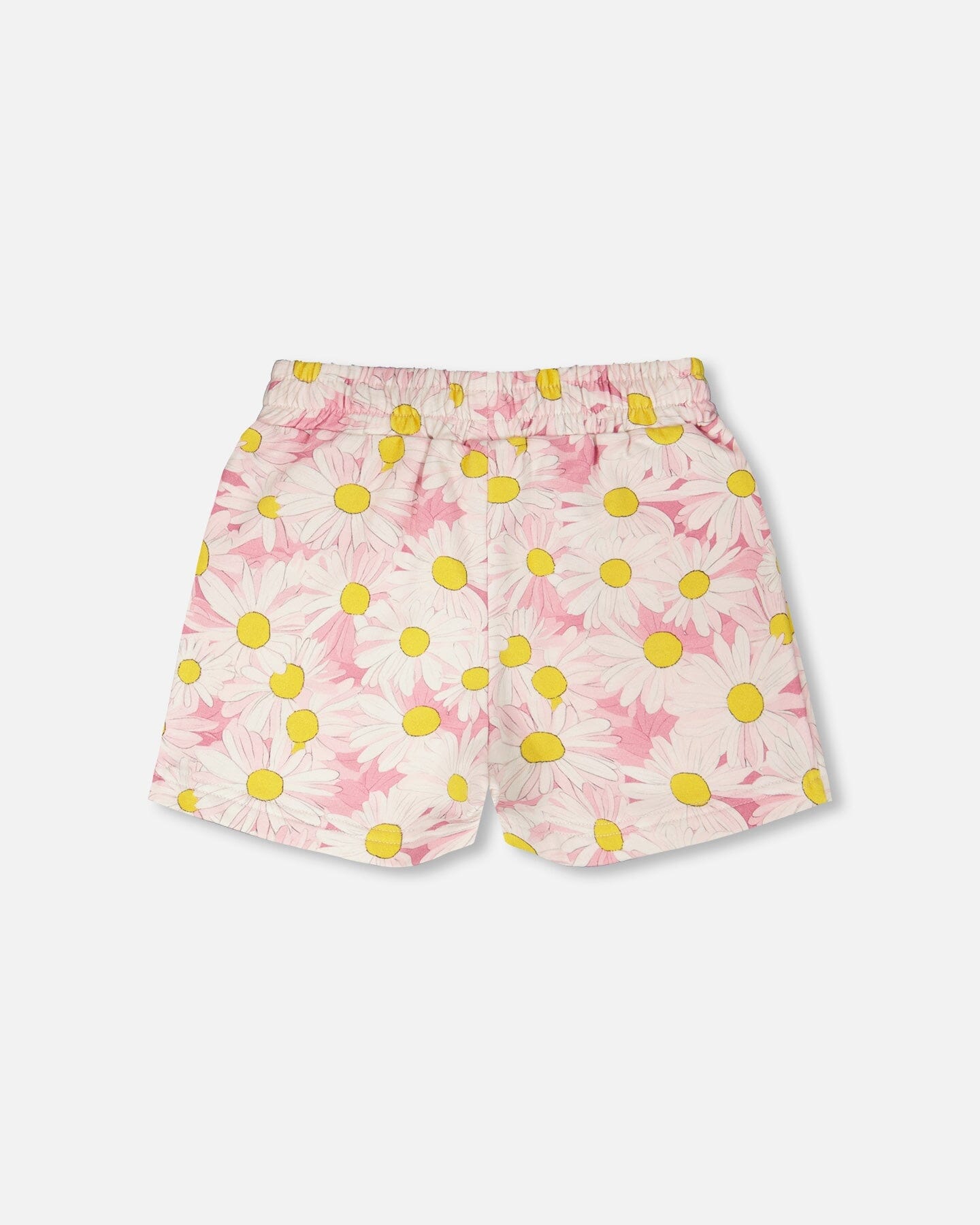 French Terry Shorts Pink Printed Daisies