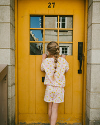 French Terry Sweatshirt Pink Printed Daisies