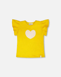 Crinkle Jersey Top Yellow