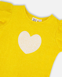 Crinkle Jersey Top Yellow
