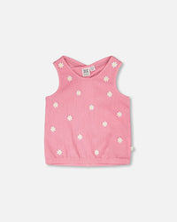 Crinkle Jersey Tank Top Pink