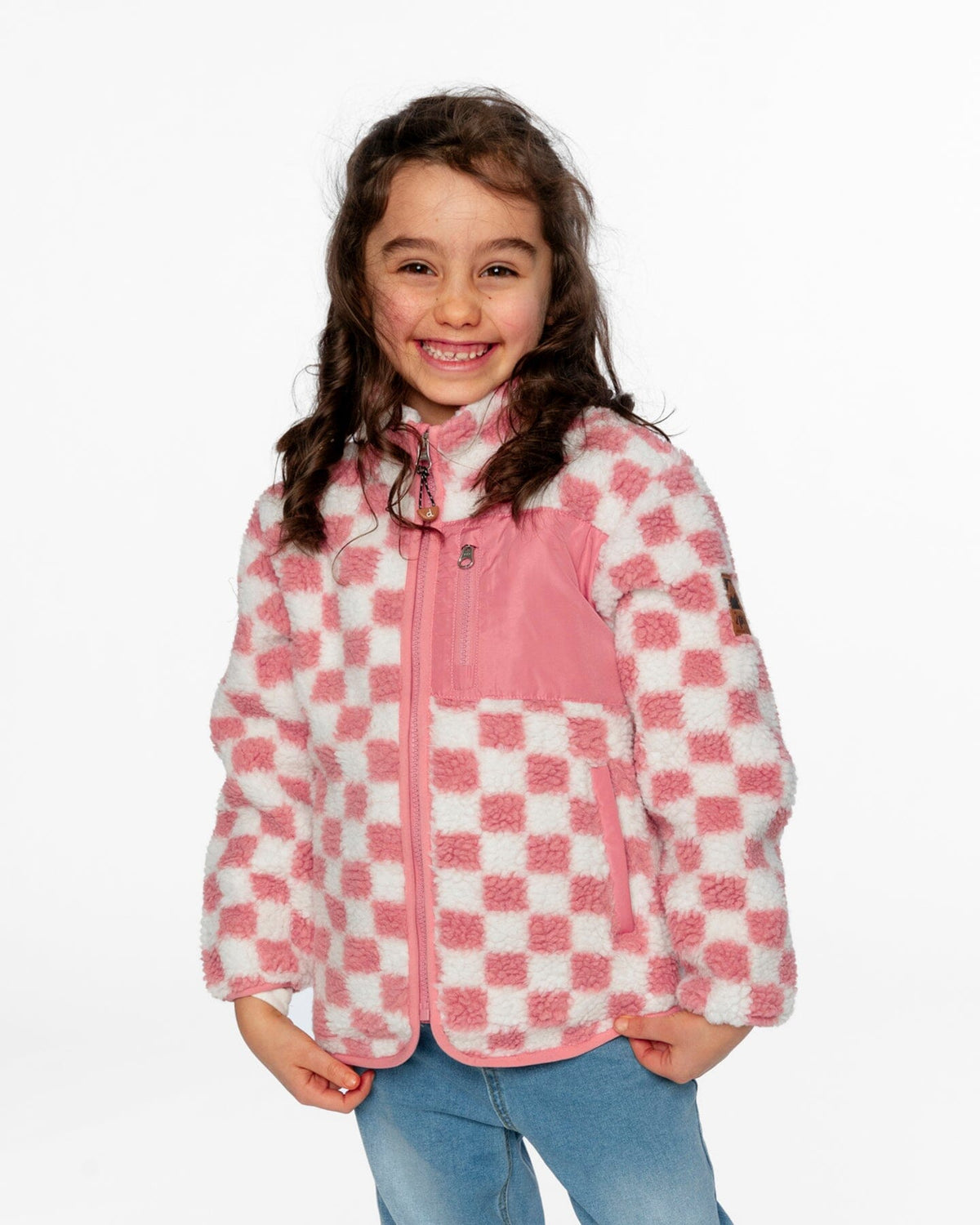 Sherpa Jacket Pink Checkerboard