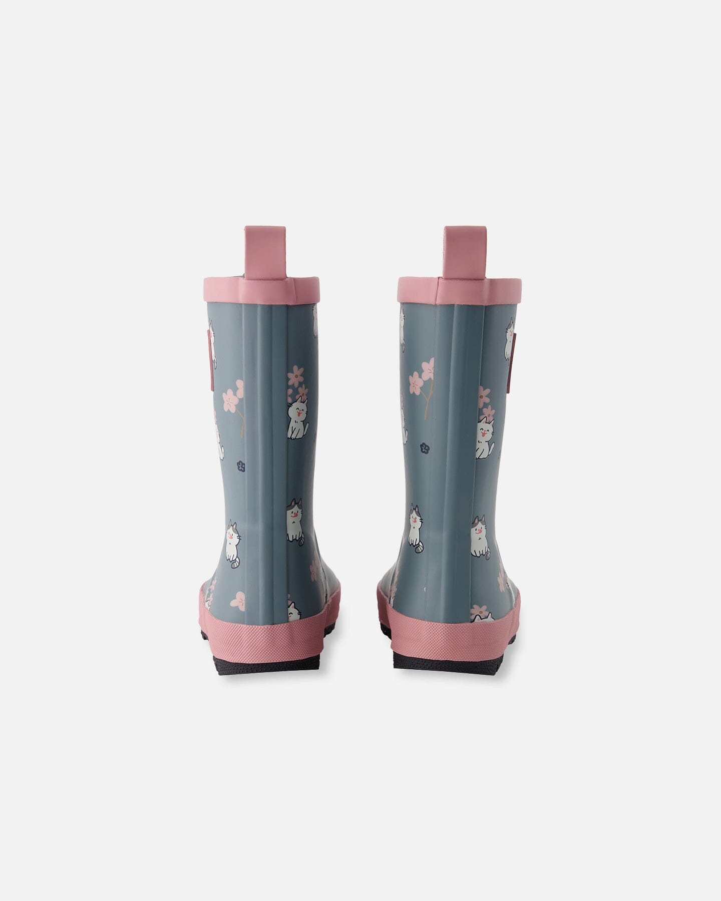 Rain Boots In Natural Rubber Green Cat Print