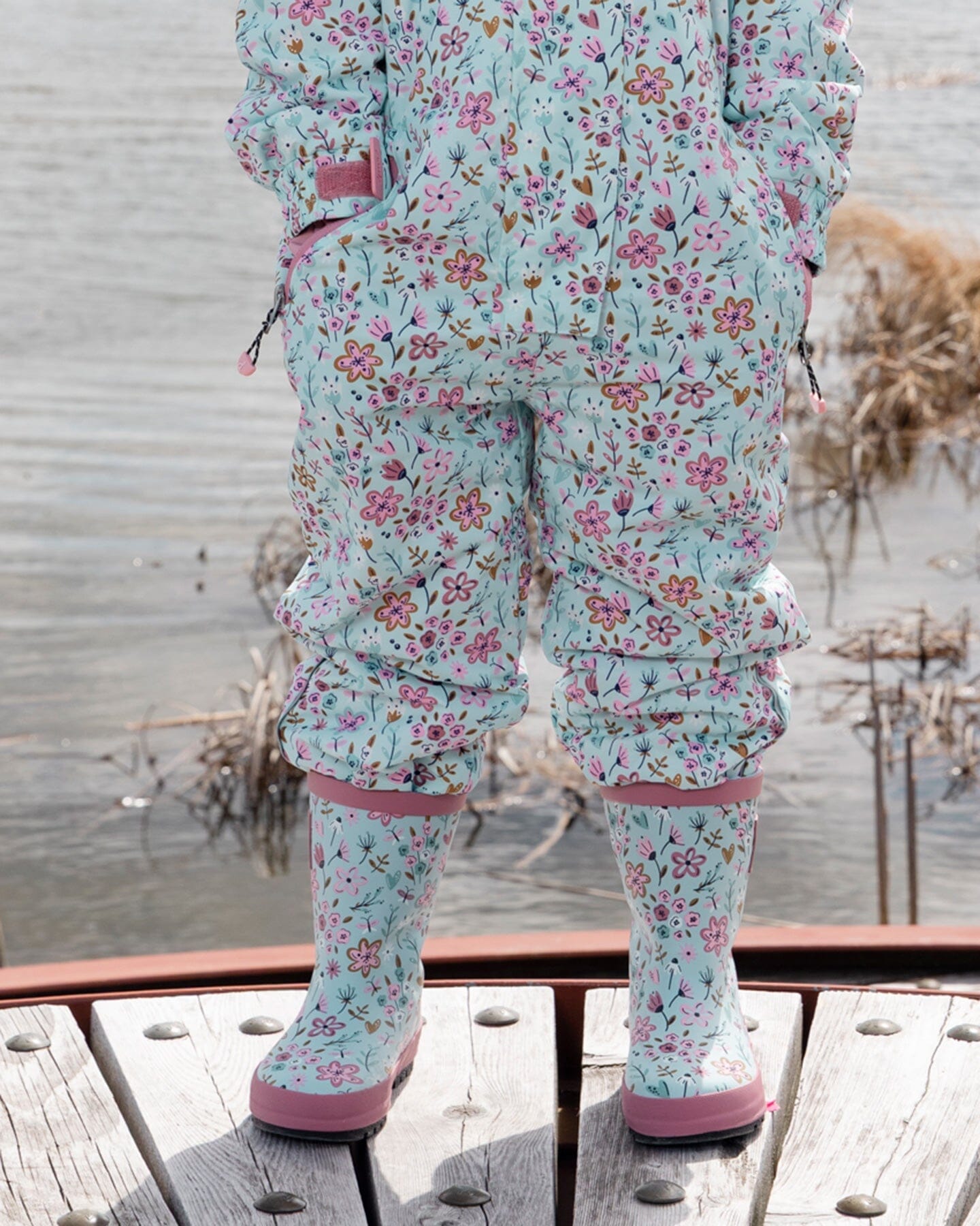 Rain Boots In Natural Rubber Blue Mini Flower Print