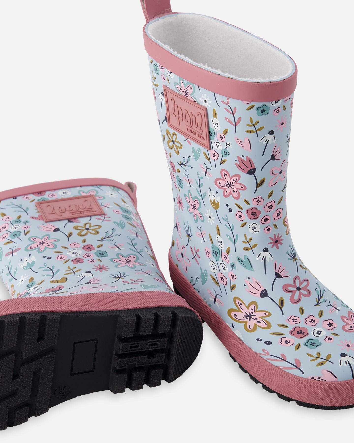 Rain Boots In Natural Rubber Blue Mini Flower Print