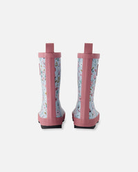 Rain Boots In Natural Rubber Blue Mini Flower Print