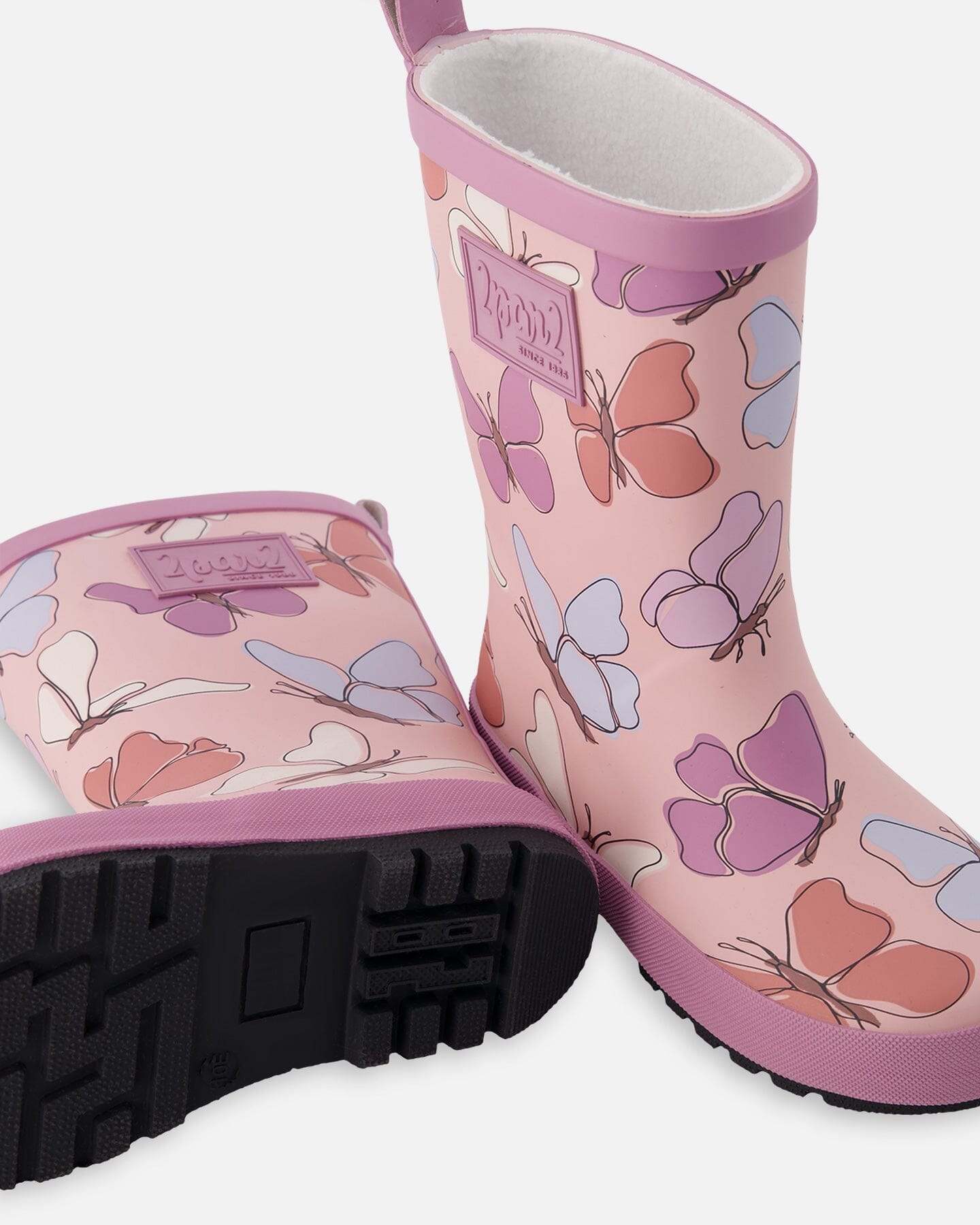 Rain Boots In Natural Rubber Pink Butterfly Print