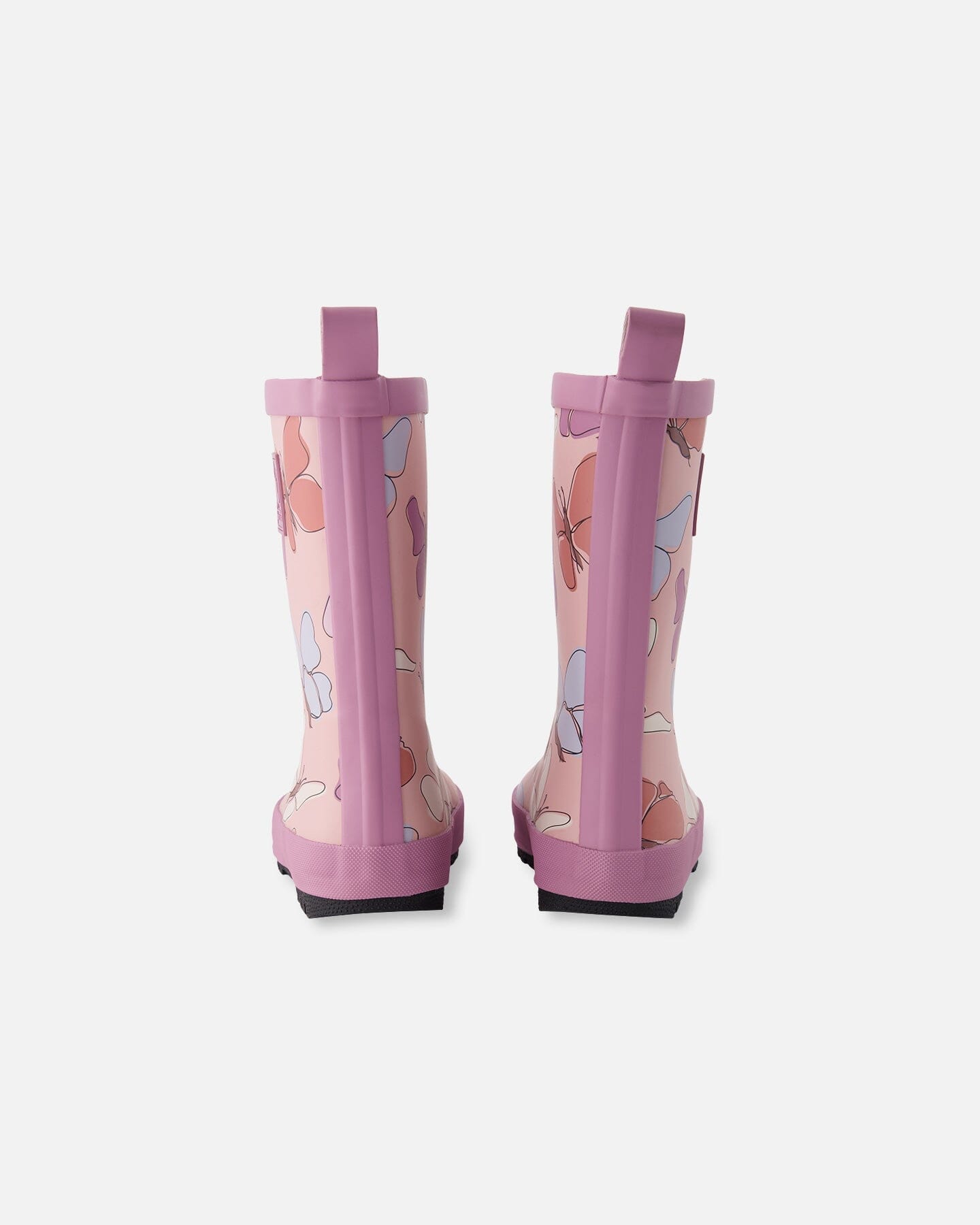 Rain Boots In Natural Rubber Pink Butterfly Print