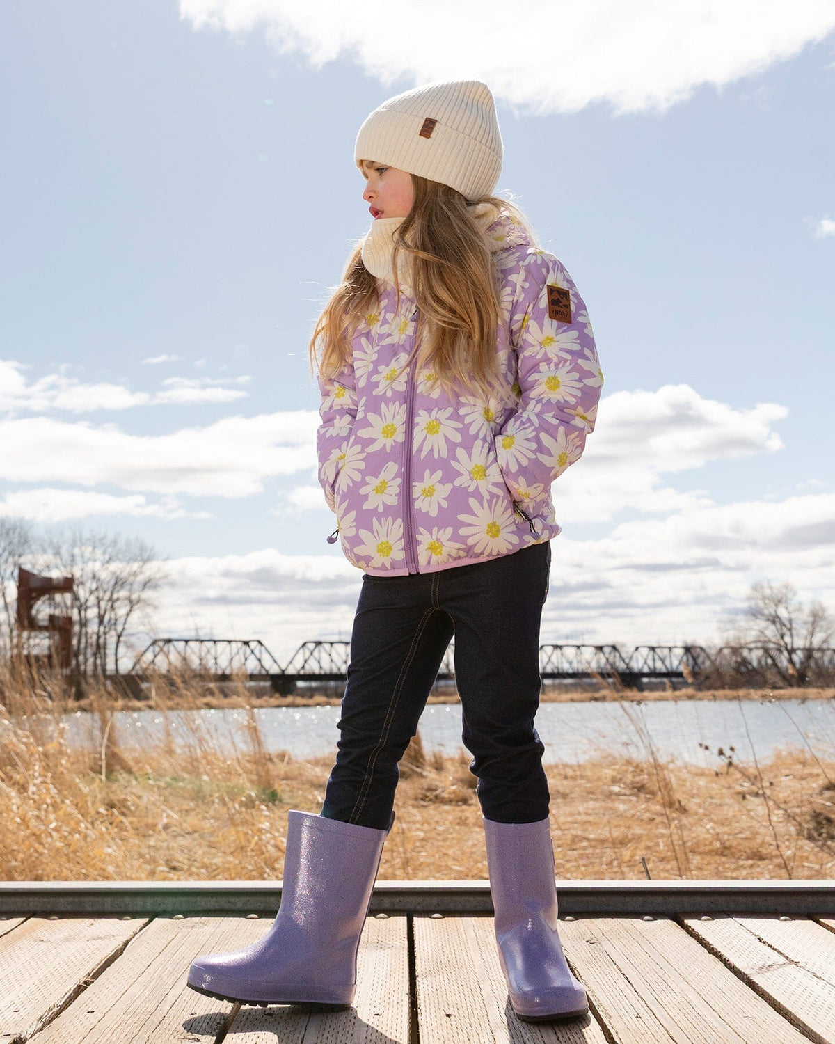 Rain Boots In Natural Rubber Purple Glitter