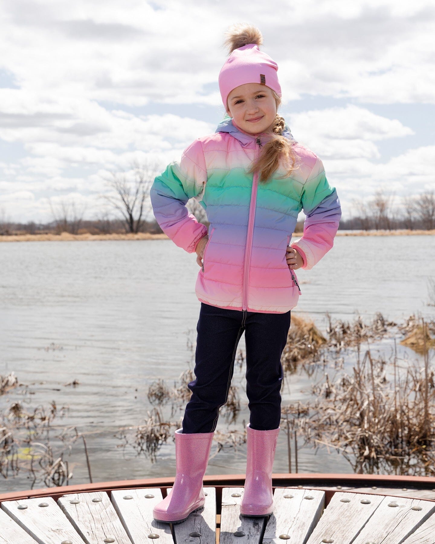 Rain Boots In Natural Rubber Pink Glitter